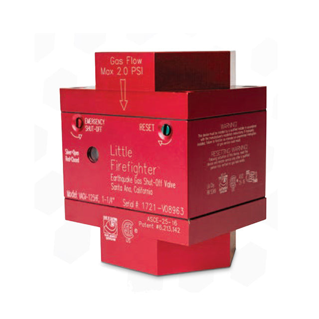 Little Firefighter Automatic Seismic Gas Shut-off Valve - VAGV-125HF 1-1/4" Vertical Top Inlet